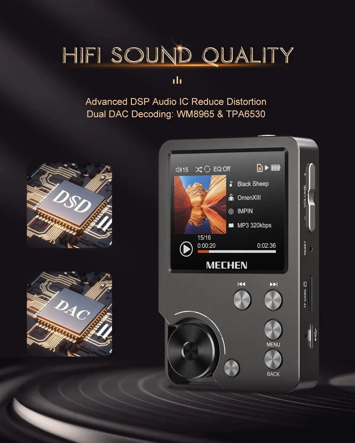 MECHEN M30 HiFi Lossless MP3 Player with 64GB Card