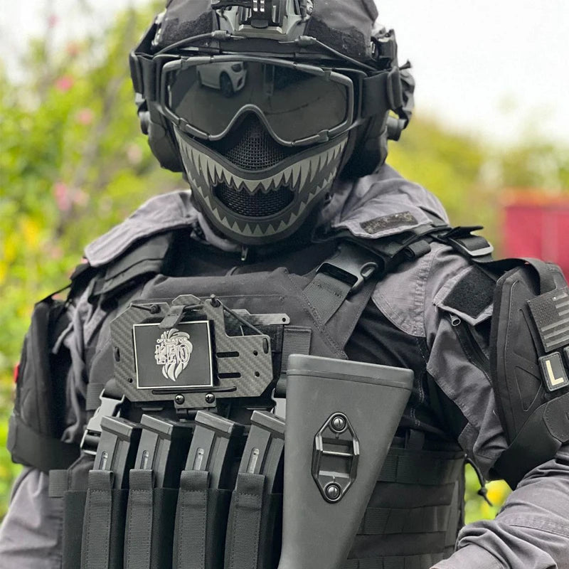 Tactical Foldable Mesh Airsoft Mask & Patch Combo