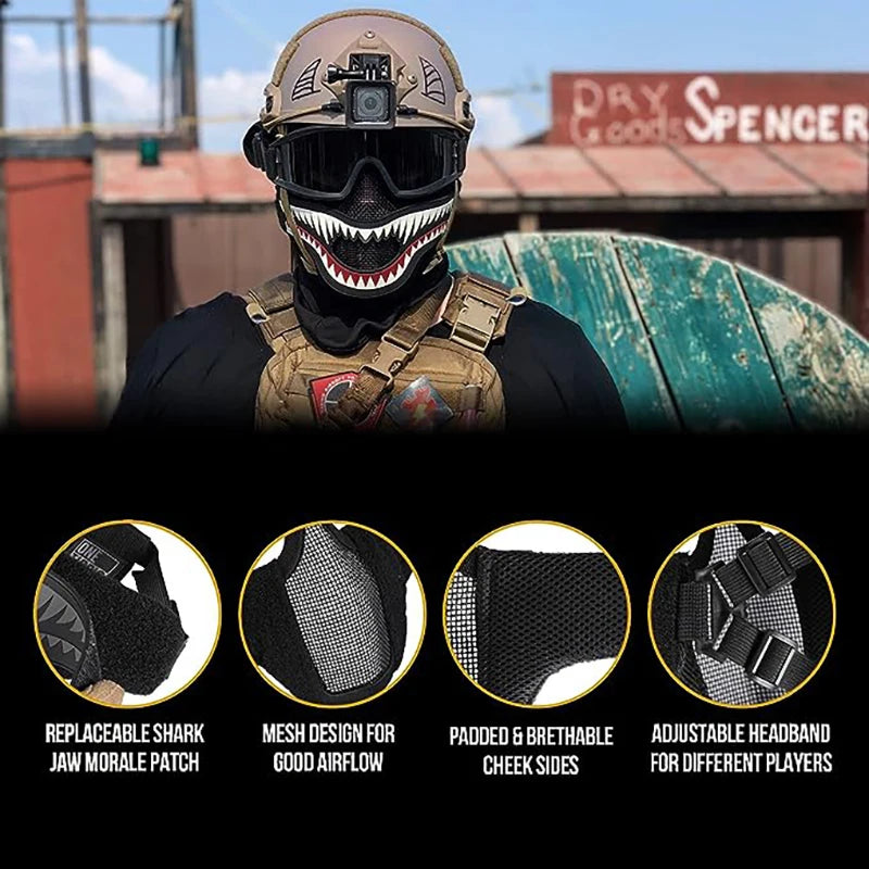 Tactical Foldable Mesh Airsoft Mask & Patch Combo