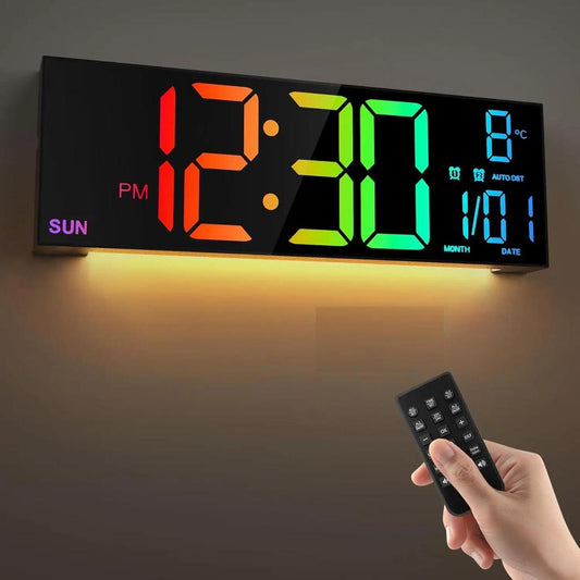 16.2" Large Digital Wall Clock with Remote & RGB LED by HitMyNeed