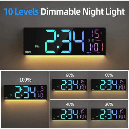 16.2" Large Digital Wall Clock with Remote & RGB LED by HitMyNeed