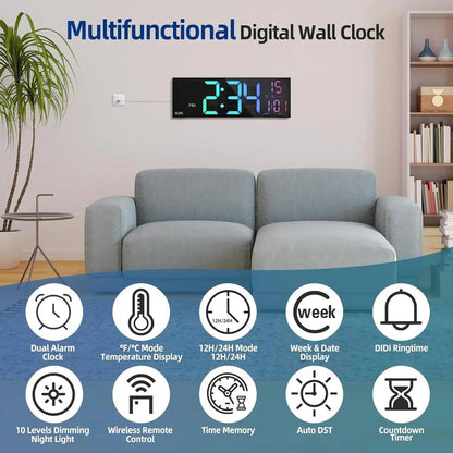 16.2" Large Digital Wall Clock with Remote & RGB LED by HitMyNeed