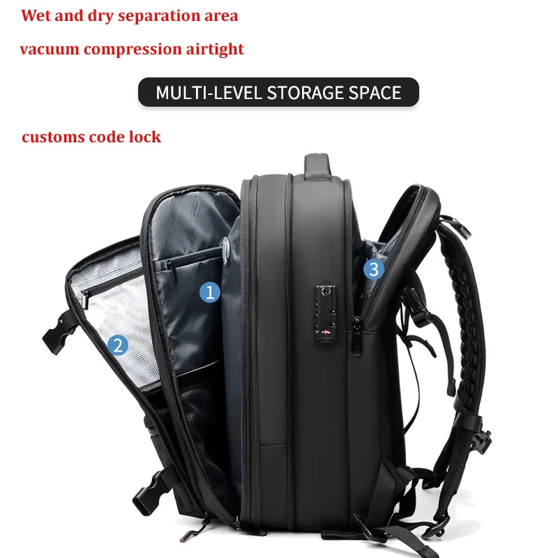 17" Laptop Vacuum Compression Business Travel Backpack by HitMyNeed
