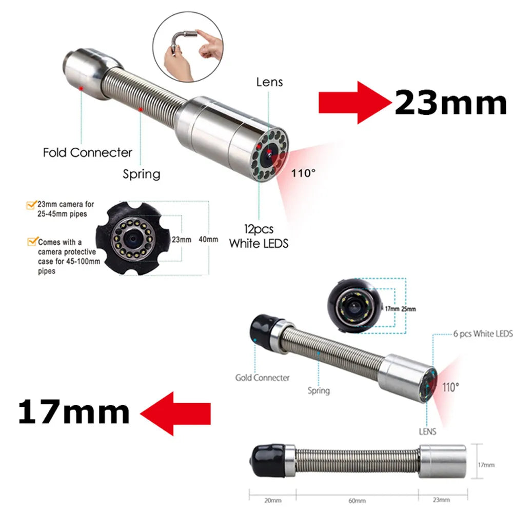 17mm & 23mm Camera Head for Pipe Inspection Endoscope by HitMyNeed