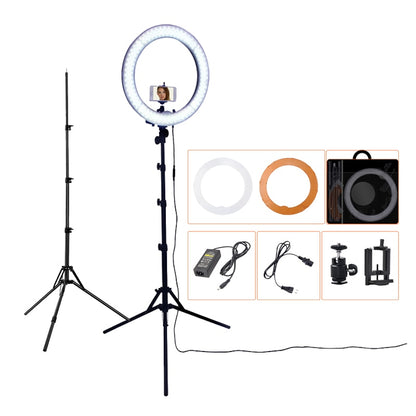 18" Dimmable LED Ring Light with Stand and Phone Mount by HitMyNeed