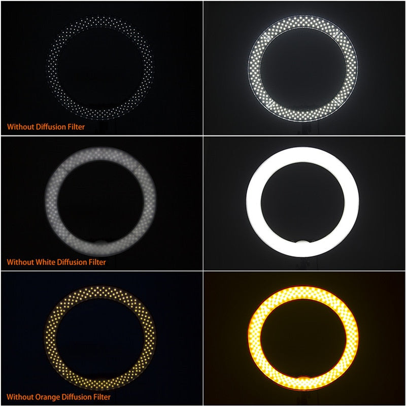 18" Dimmable LED Ring Light with Stand and Phone Mount by HitMyNeed