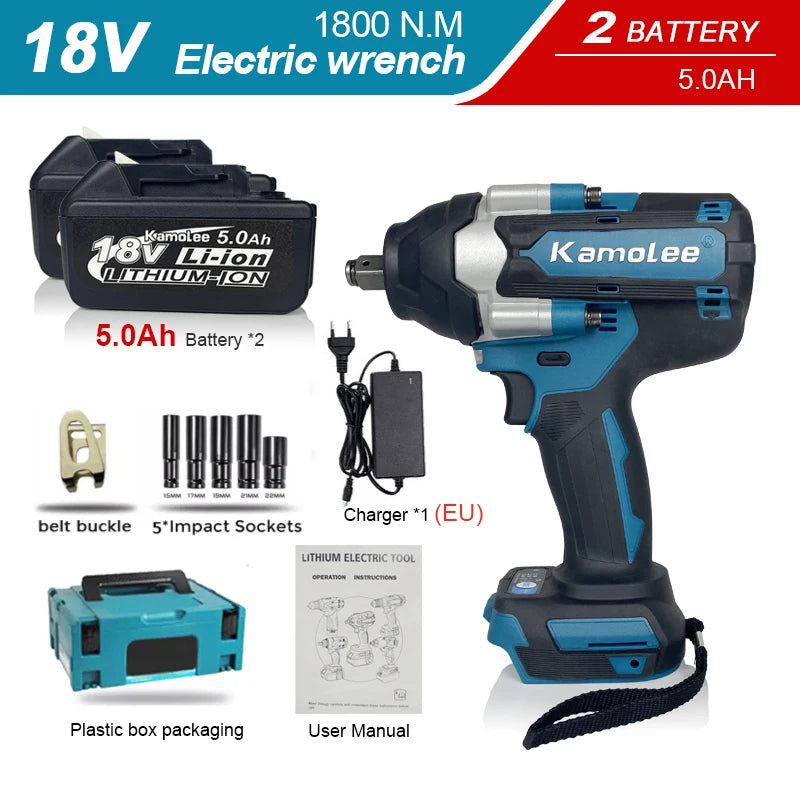 1800Nm Brushless Cordless Impact Wrench 18V by HitMyNeed