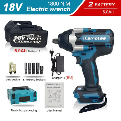 1800Nm Brushless Cordless Impact Wrench 18V by HitMyNeed