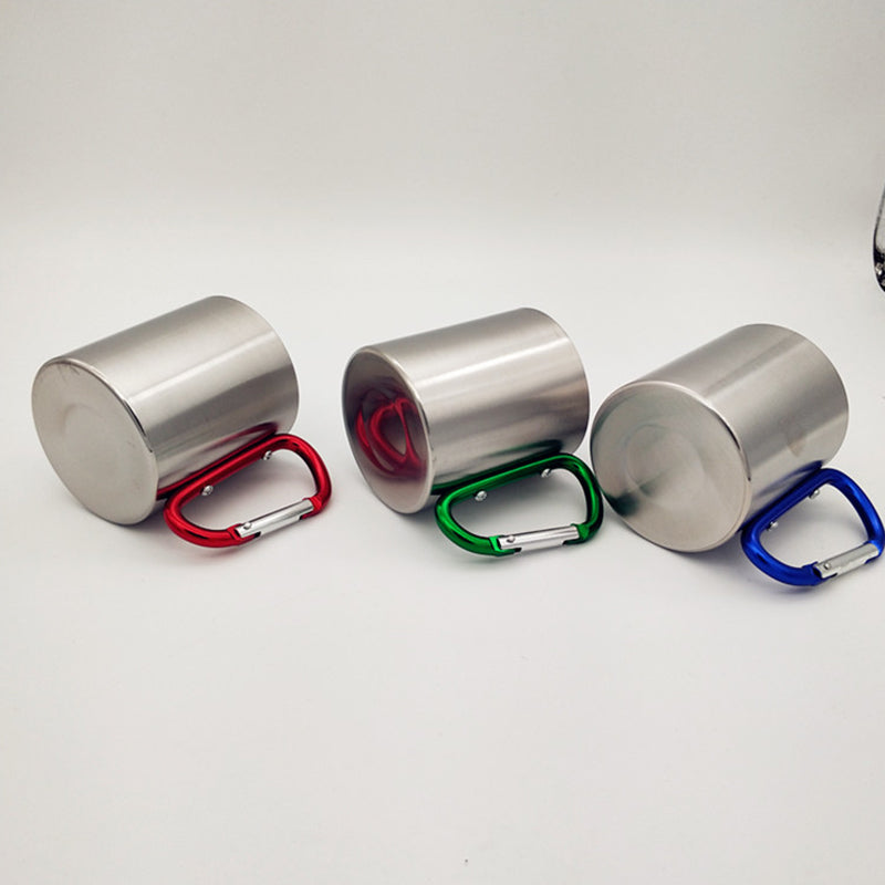 180ml Stainless Steel Camping Cup with Carabiner by HitMyNeed