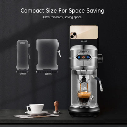 19-Bar Slim Stainless Steel Espresso & Cappuccino Maker by HitMyNeed