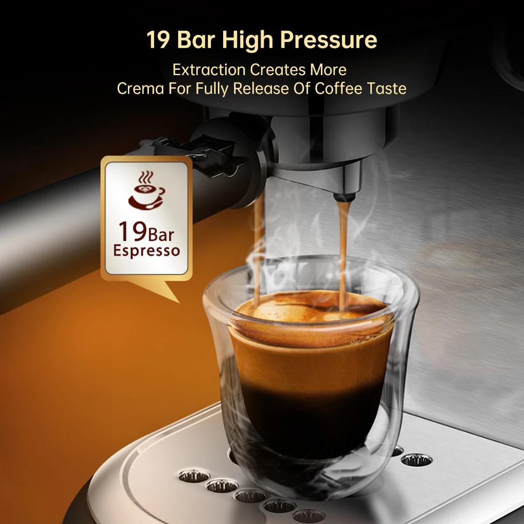 19-Bar Slim Stainless Steel Espresso & Cappuccino Maker by HitMyNeed
