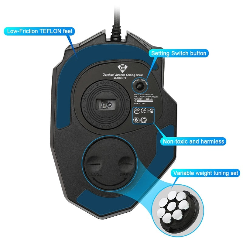 19-Button USB Gaming Mouse with Programmable Controls by HitMyNeed