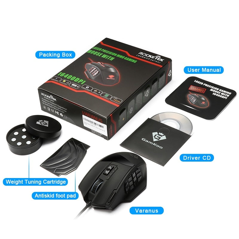 19-Button USB Gaming Mouse with Programmable Controls by HitMyNeed