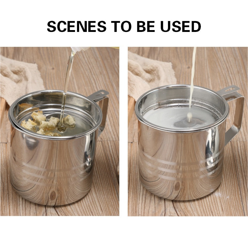 1.2L Stainless Steel Cooking Oil Strainer Pot by HitMyNeed