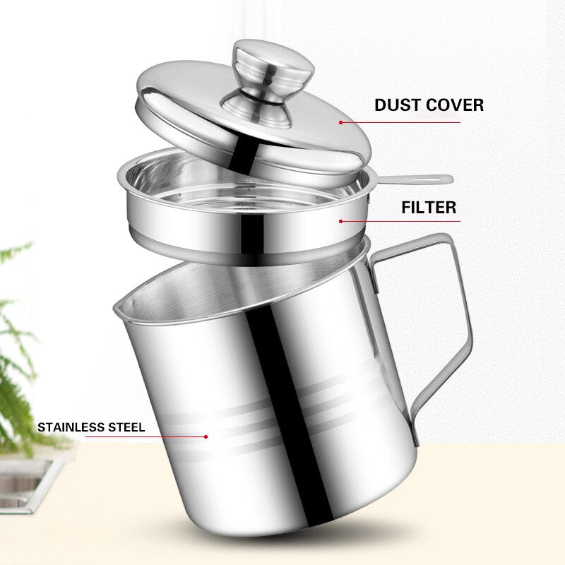 1.2L Stainless Steel Cooking Oil Strainer Pot by HitMyNeed