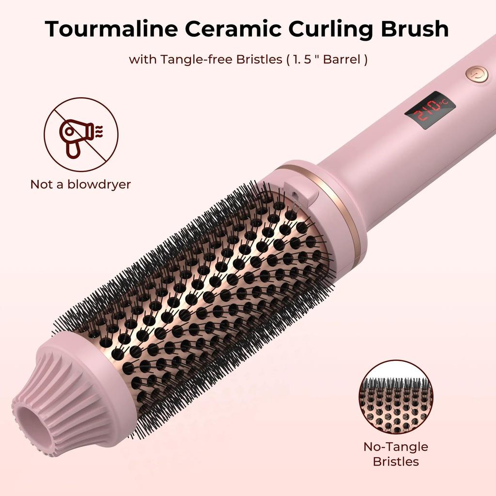 1.5 Inch Ceramic Heated Round Brush Hair Curler Comb by HitMyNeed