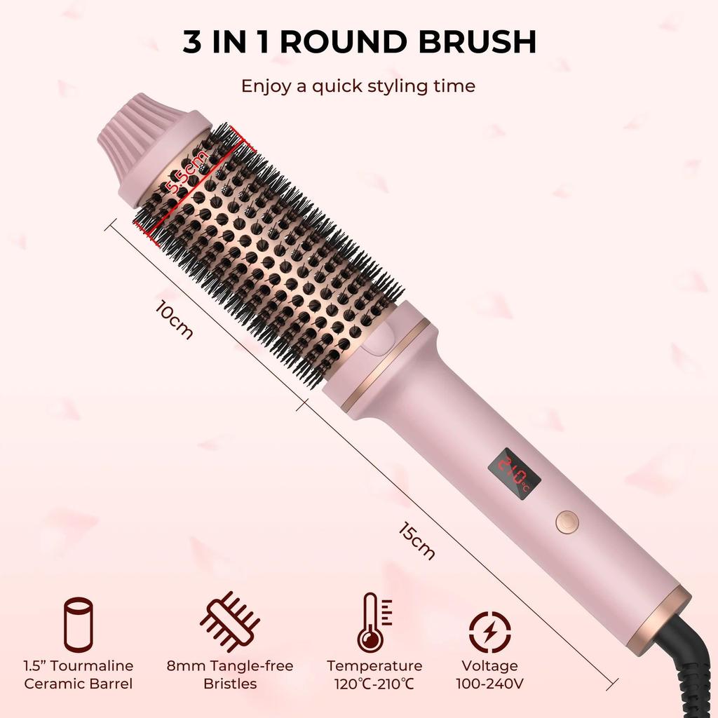 1.5 Inch Ceramic Heated Round Brush Hair Curler Comb by HitMyNeed