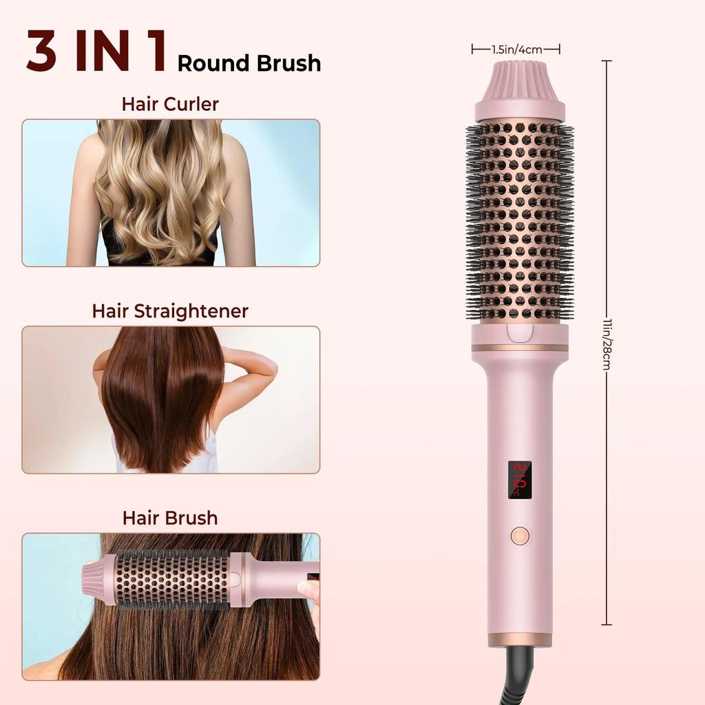 1.5 Inch Ceramic Heated Round Brush Hair Curler Comb by HitMyNeed