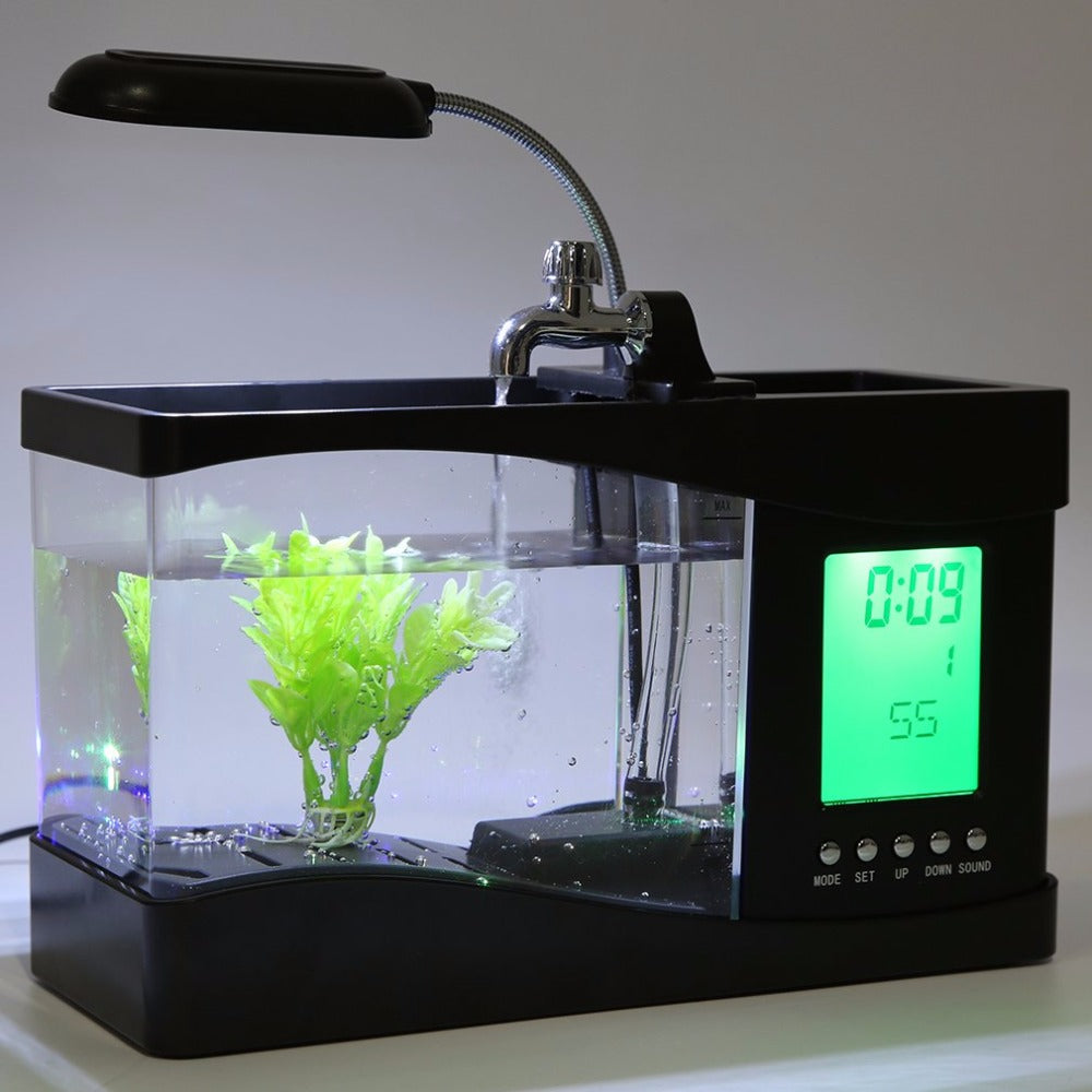 1.5L USB Desktop Aquarium Fish Tank with Clock by HitMyNeed