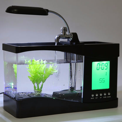 1.5L USB Desktop Aquarium Fish Tank with Clock by HitMyNeed