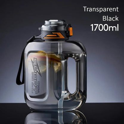 1.7L Double Drink Sports Bottle for Hot & Cold Drinks black-1700ml by HitMyNeed