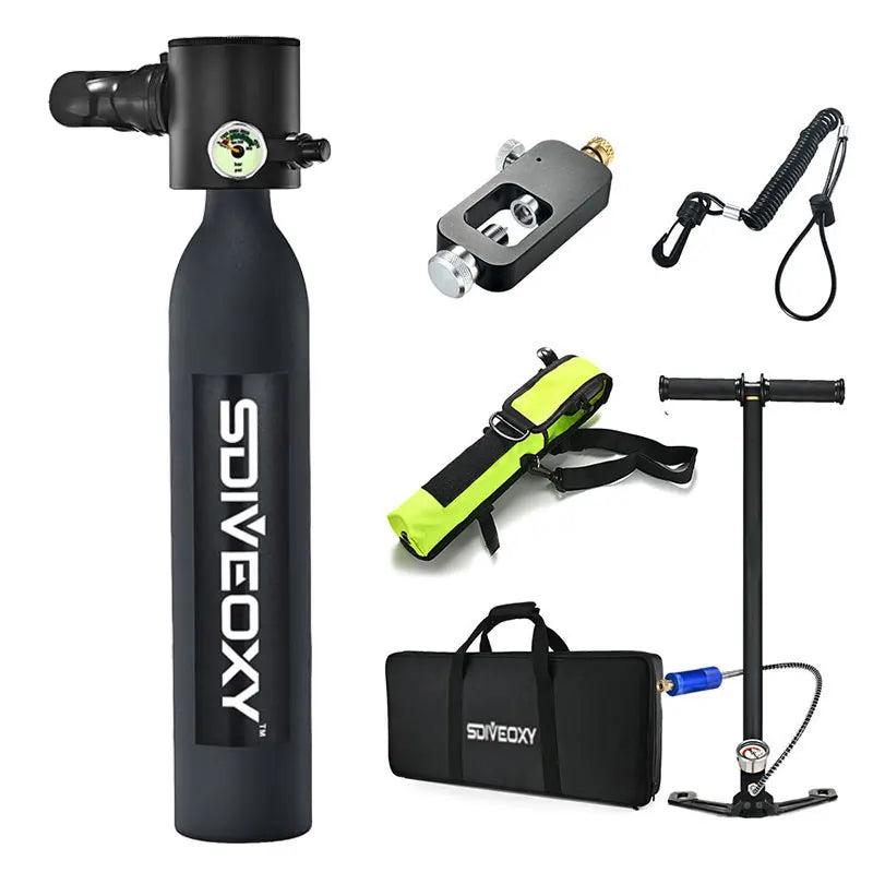 1L Portable Refillable Scuba Diving Cylinder black-d-set by HitMyNeed