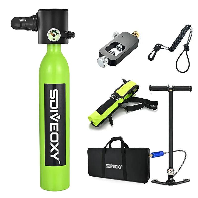 1L Portable Refillable Scuba Diving Cylinder green-d-set by HitMyNeed