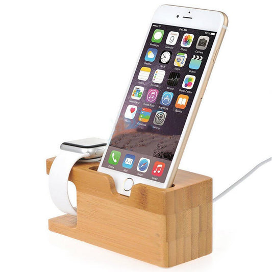 2-in-1 Bamboo Apple Charging Station Dock by HitMyNeed