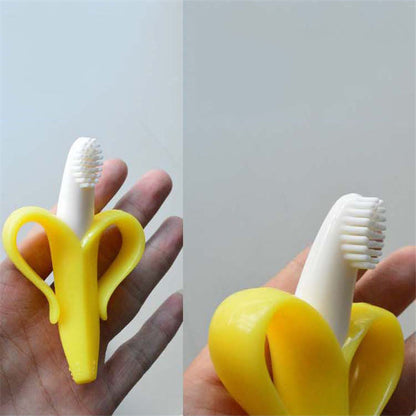 2-in-1 Banana Silicone Baby Toothbrush & Teether by HitMyNeed