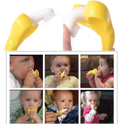 2-in-1 Banana Silicone Baby Toothbrush & Teether by HitMyNeed