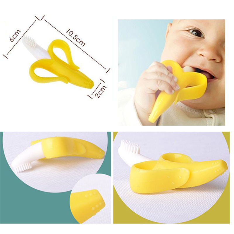 2-in-1 Banana Silicone Baby Toothbrush & Teether by HitMyNeed