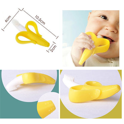 2-in-1 Banana Silicone Baby Toothbrush & Teether by HitMyNeed