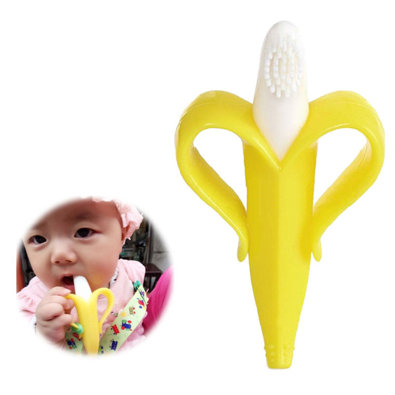 2-in-1 Banana Silicone Baby Toothbrush & Teether by HitMyNeed