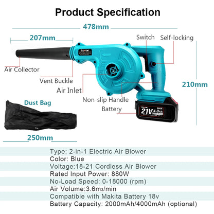 2-in-1 Cordless 21V Blower & Vacuum Dust Cleaner by HitMyNeed