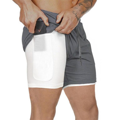 2-in-1 Double Layer Running & Training Shorts gray xxl70-85kg by HitMyNeed