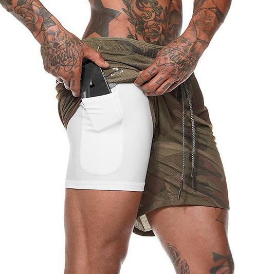 2-in-1 Double Layer Running & Training Shorts gray2-camouflage xxxl85-95kg by HitMyNeed