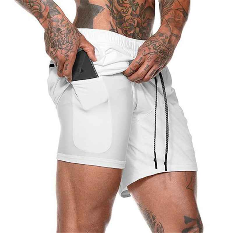 2-in-1 Double Layer Running & Training Shorts white xxl70-85kg by HitMyNeed