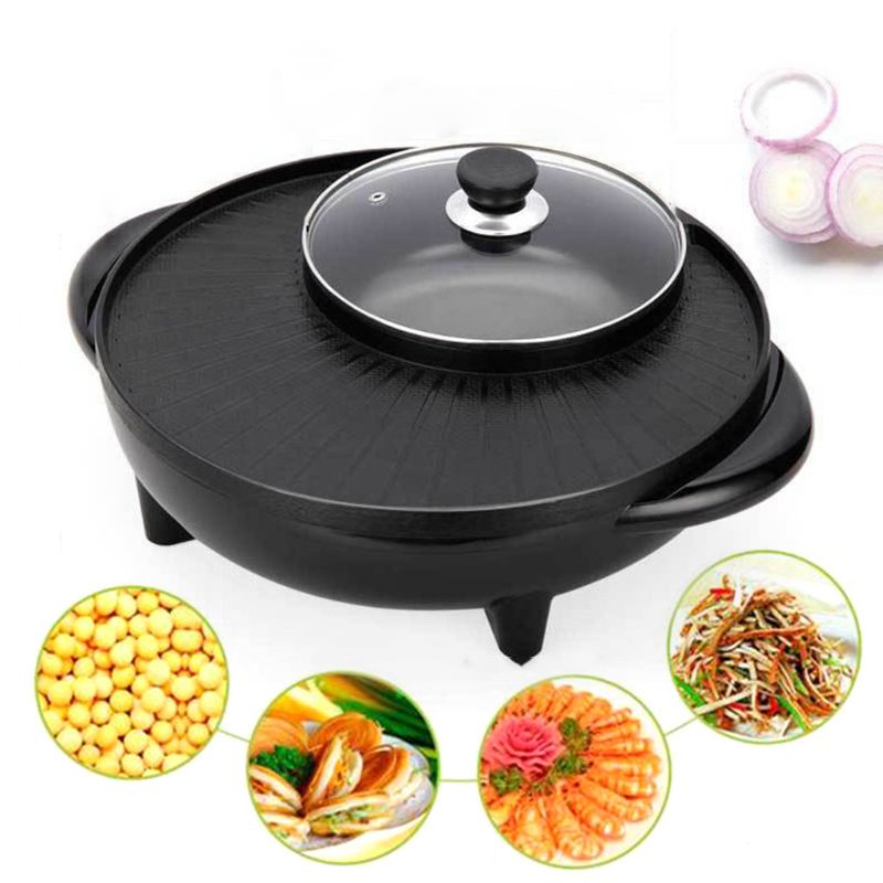 2-in-1 Electric Hot Pot and Grill Cooker 1700W by HitMyNeed