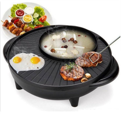2-in-1 Electric Hot Pot and Grill Cooker 1700W by HitMyNeed