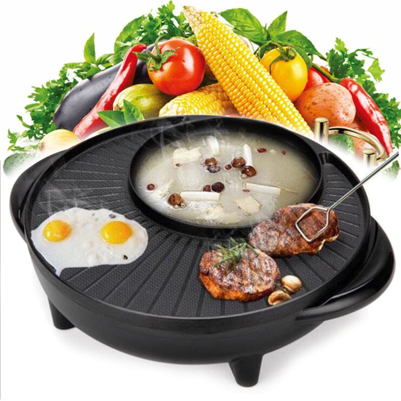 2-in-1 Electric Hot Pot and Grill Cooker 1700W by HitMyNeed