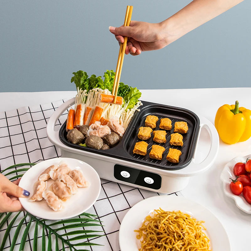 2-in-1 Electric Shabu Pot and Grill Griddle by HitMyNeed