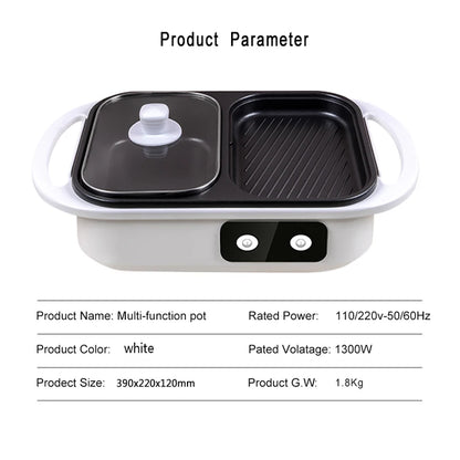 2-in-1 Electric Shabu Pot and Grill Griddle by HitMyNeed