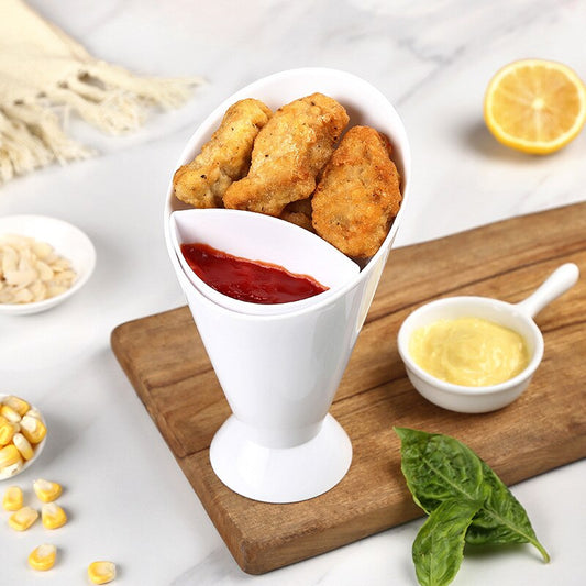 2-in-1 French Fry Cone with Dual Sauce Cups by HitMyNeed