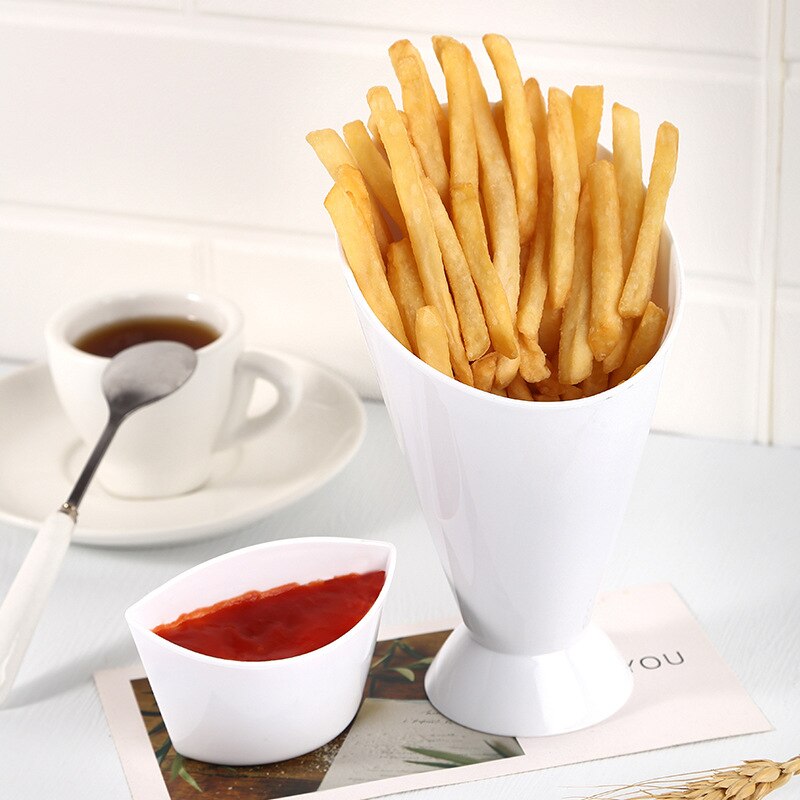 2-in-1 French Fry Cone with Dual Sauce Cups by HitMyNeed