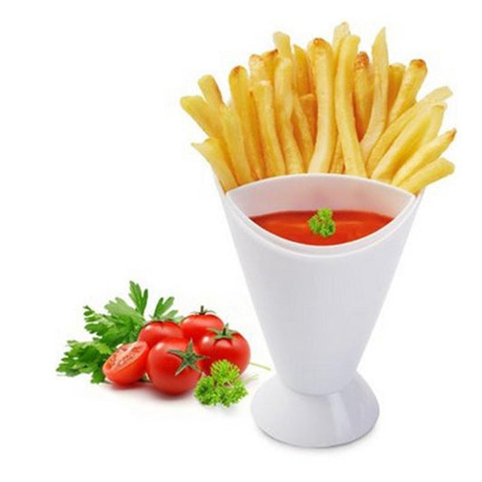 2-in-1 Fries Cone with Integrated Dipping Cup by HitMyNeed