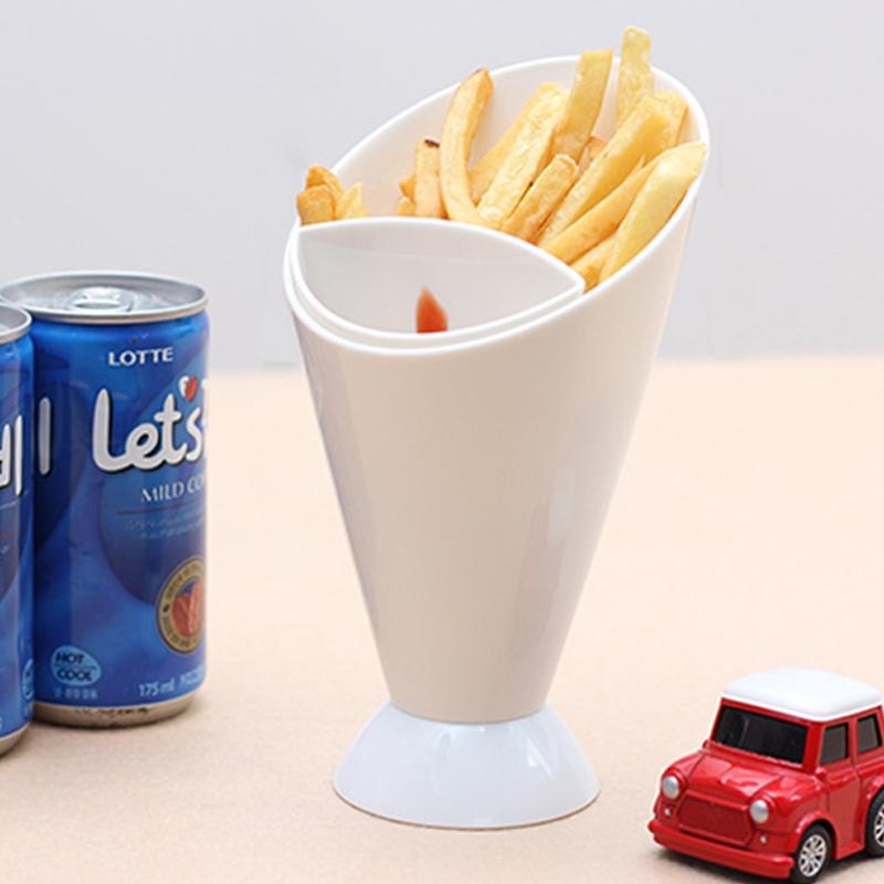 2-in-1 Fries Cone with Integrated Dipping Cup by HitMyNeed
