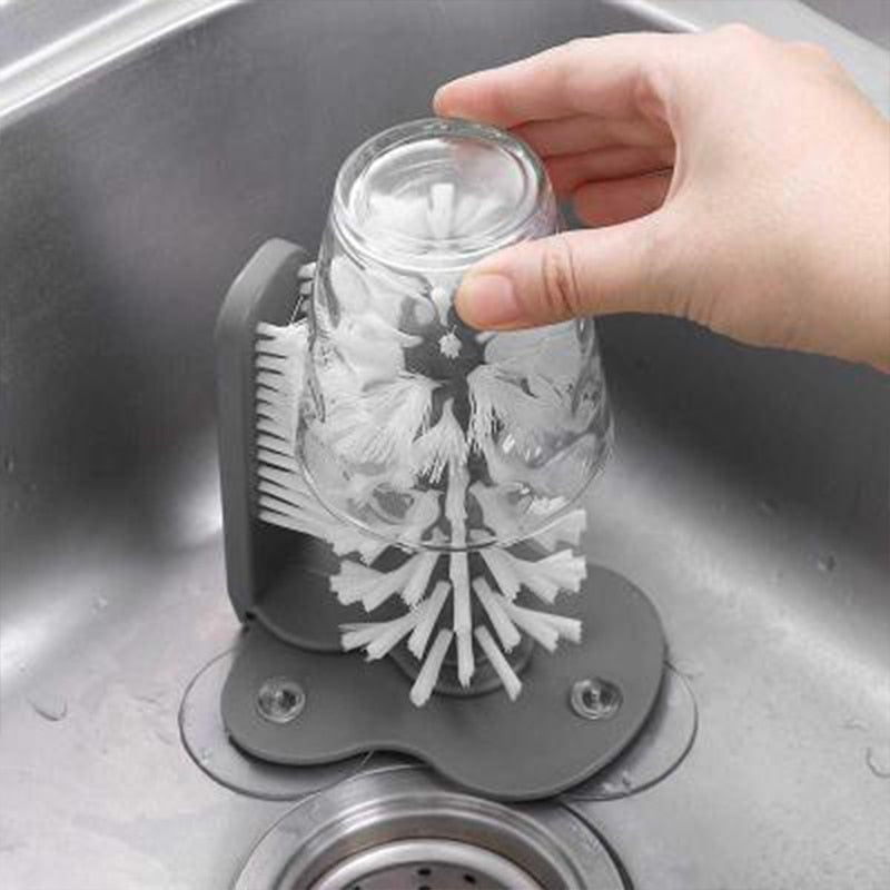 2-in-1 Glass and Bottle Cleaning Brush with Suction Base by HitMyNeed