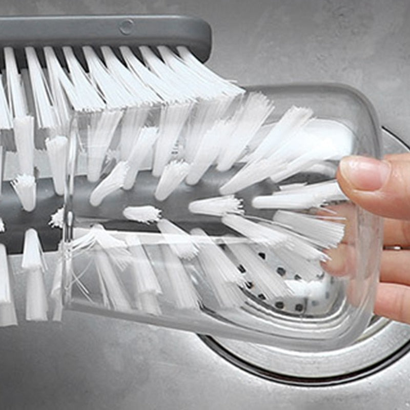 2-in-1 Glass and Bottle Cleaning Brush with Suction Base by HitMyNeed