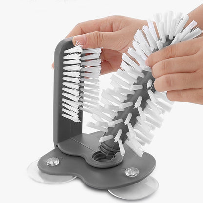 2-in-1 Glass and Bottle Cleaning Brush with Suction Base by HitMyNeed