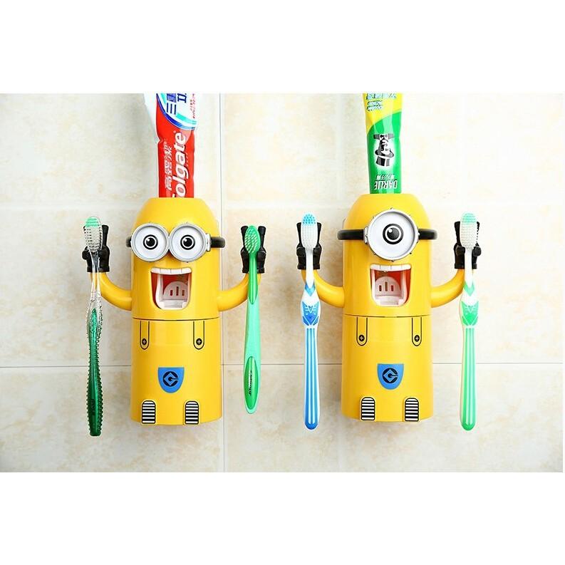2-in-1 Minion Toothpaste Dispenser & Brush Holder by HitMyNeed